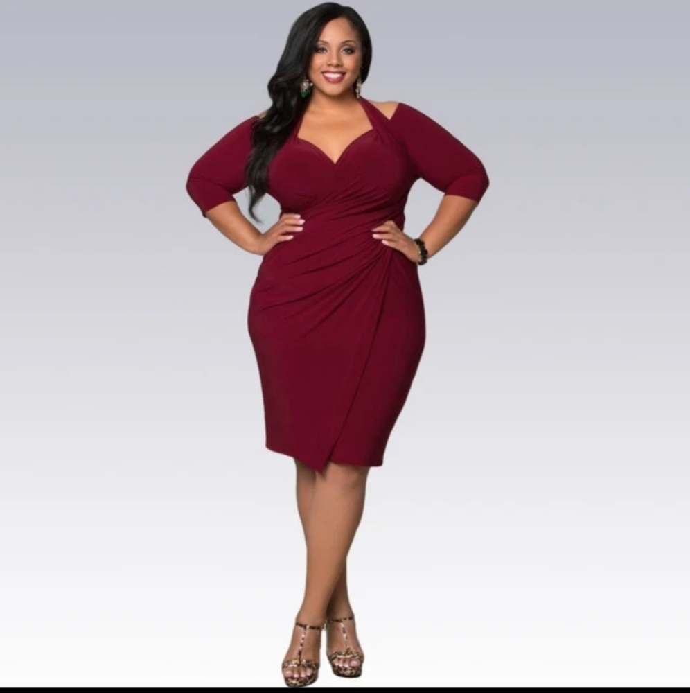 Kiyonna Plus | Sweetheart/Halter Wrap Midi Dress